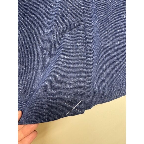 J. JILL Denim Blue Slat Open Front Oversized Roll Tab Sleeve Blazer, Sz L - Picture 6 of 9